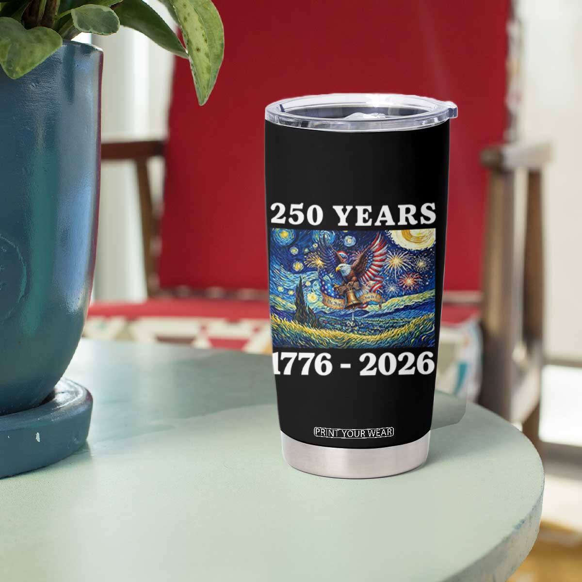 250th America Anniversary Tumbler Cup Starry Night Patriotic Eagle Liberty Bell American Flag TS14 Print Your Wear