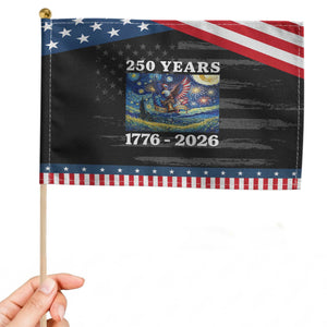 250th America Anniversary Patriotic Handheld Flag Starry Night Eagle Liberty Bell American Flag TS14 Distressed 8.2" × 5.5" Black Blue Print Your Wear
