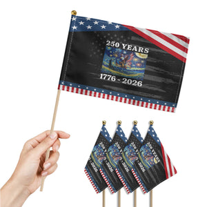 250th America Anniversary Patriotic Handheld Flag Starry Night Eagle Liberty Bell American Flag TS14 Print Your Wear