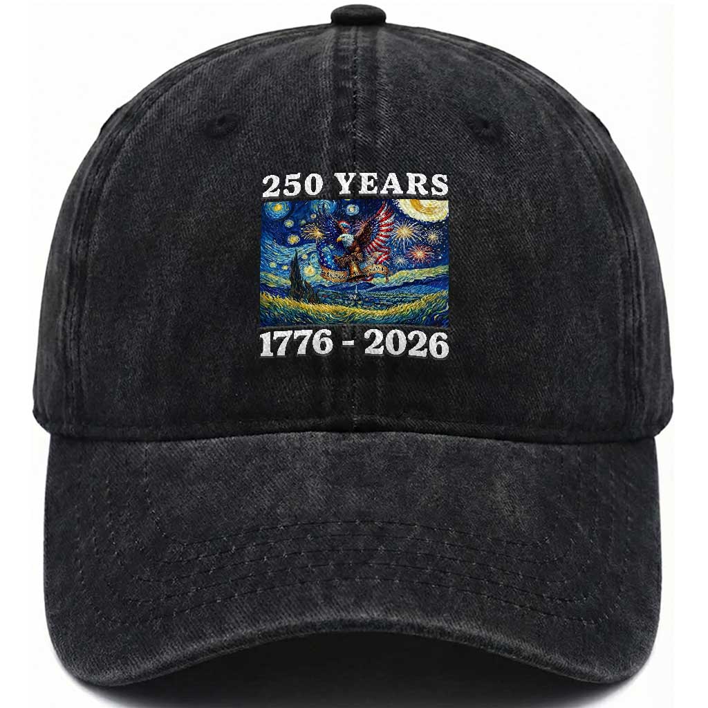 250th America Anniversary Washed Cotton Baseball Cap Starry Night Patriotic Eagle Liberty Bell American Flag TS14 Print Your Wear