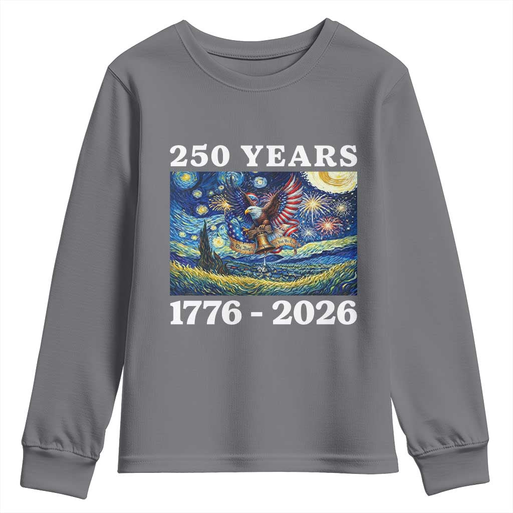 250th America Anniversary Youth Sweatshirt Starry Night Patriotic Eagle Liberty Bell American Flag TS14 Charcoal Print Your Wear