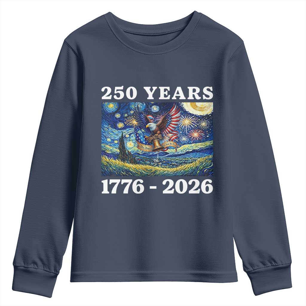 250th America Anniversary Youth Sweatshirt Starry Night Patriotic Eagle Liberty Bell American Flag TS14 Navy Print Your Wear