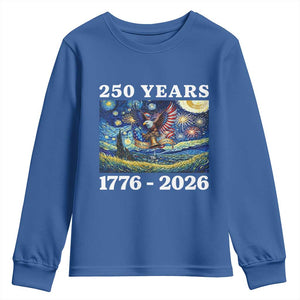 250th America Anniversary Youth Sweatshirt Starry Night Patriotic Eagle Liberty Bell American Flag TS14 Royal Blue Print Your Wear