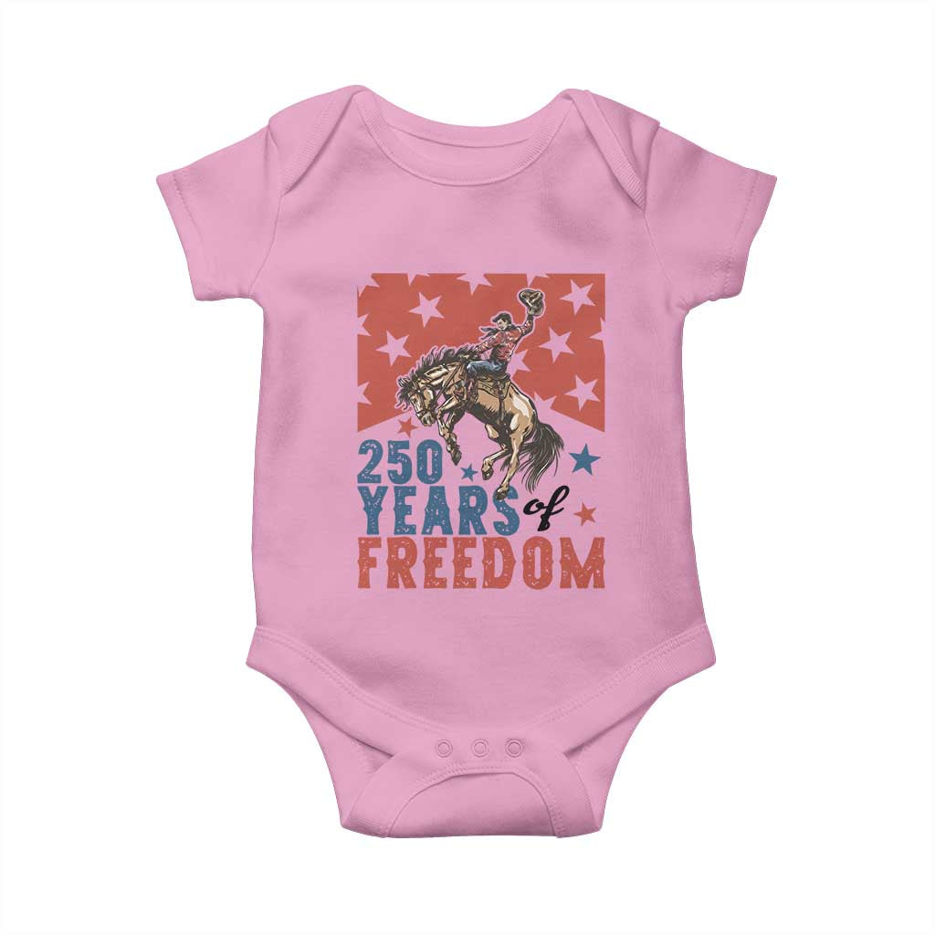 American Rodeo 250th Anniversary Baby Onesie Western Cowboy Patriotic Fourth of July TS14 Light Pink Print Your Wear