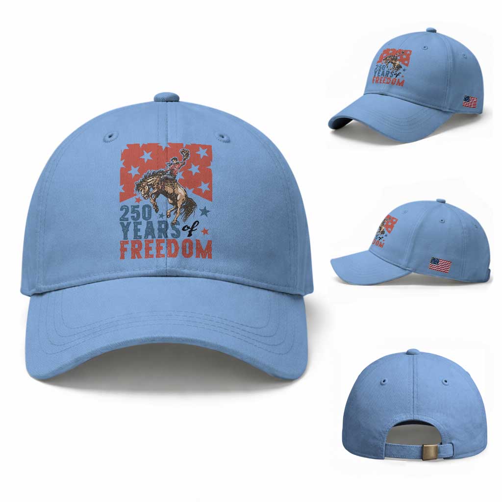 American Rodeo 250th Anniversary Baseball Cap Western Cowboy Patriotic Fourth of July TS14 Baseball Cap Universal Fit Light Blue Print Your Wear
