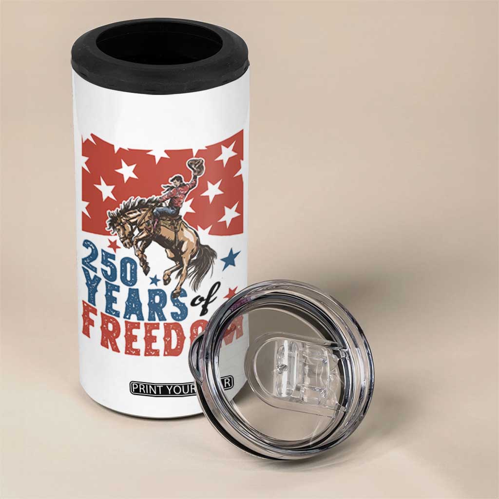 American Rodeo 250th Anniversary 4 in 1 Can Cooler Tumbler Western Cowboy Patriotic Fourth of July TS14 Print Your Wear