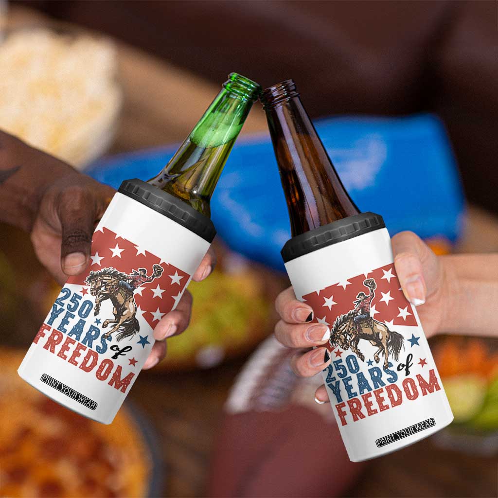 American Rodeo 250th Anniversary 4 in 1 Can Cooler Tumbler Western Cowboy Patriotic Fourth of July TS14 Print Your Wear