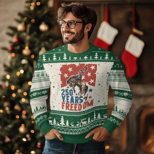 American Rodeo 250th Anniversary Ugly Christmas Sweater Western Cowboy Patriotic Fourth of July TS14 Beige Green Print Your Wear