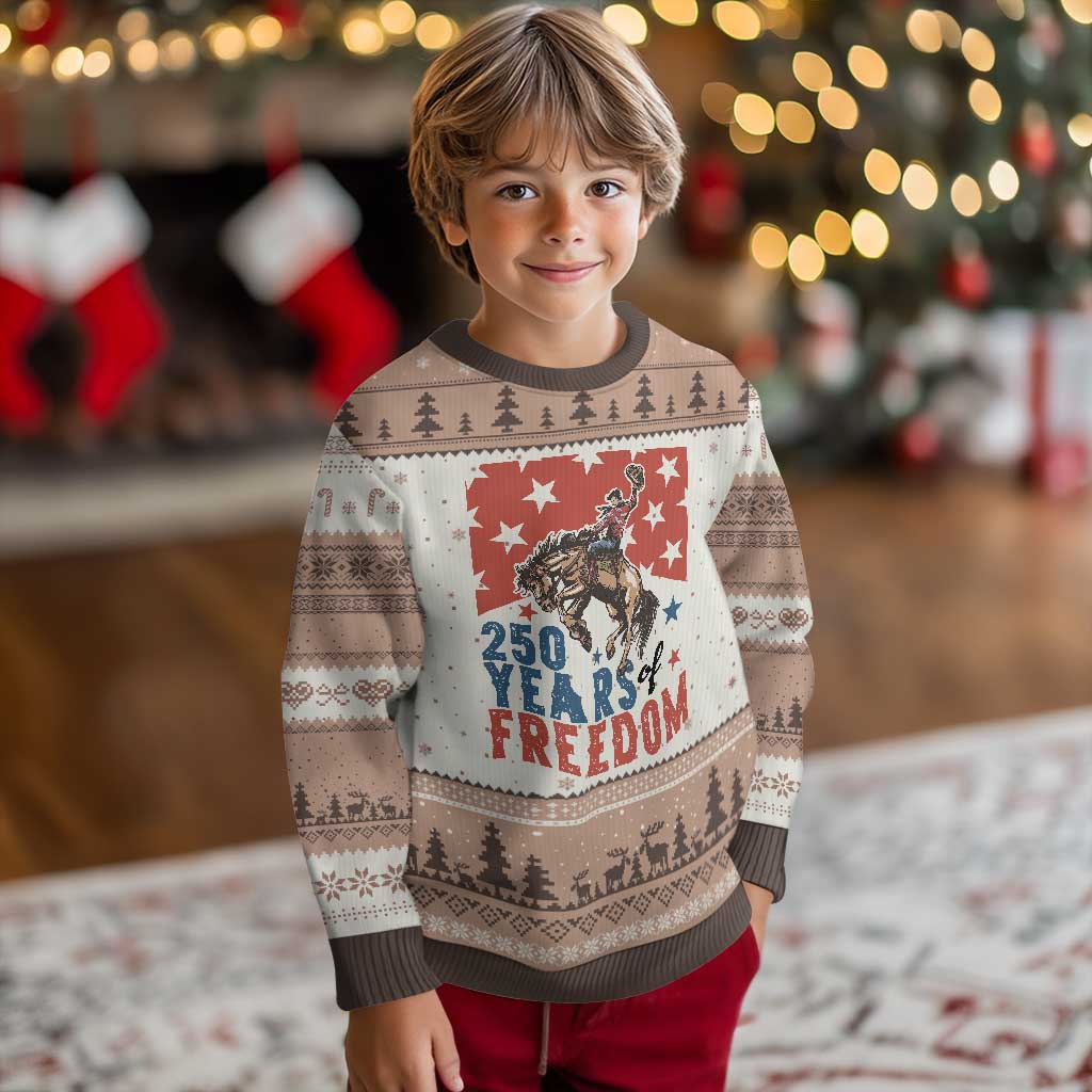 American Rodeo 250th Anniversary Ugly Christmas Sweater Western Cowboy Patriotic Fourth of July TS14 Mocha Mousse Print Your Wear