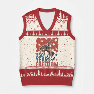 American Rodeo 250th Anniversary V-Neck Knit Sweater Vest Western Cowboy Patriotic Fourth of July TS14 Beige Red Print Your Wear