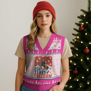 American Rodeo 250th Anniversary V-Neck Knit Sweater Vest Western Cowboy Patriotic Fourth of July TS14 Hot Pink Print Your Wear