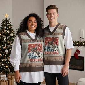 American Rodeo 250th Anniversary V-Neck Knit Sweater Vest Western Cowboy Patriotic Fourth of July TS14 Mocha Mousse Print Your Wear