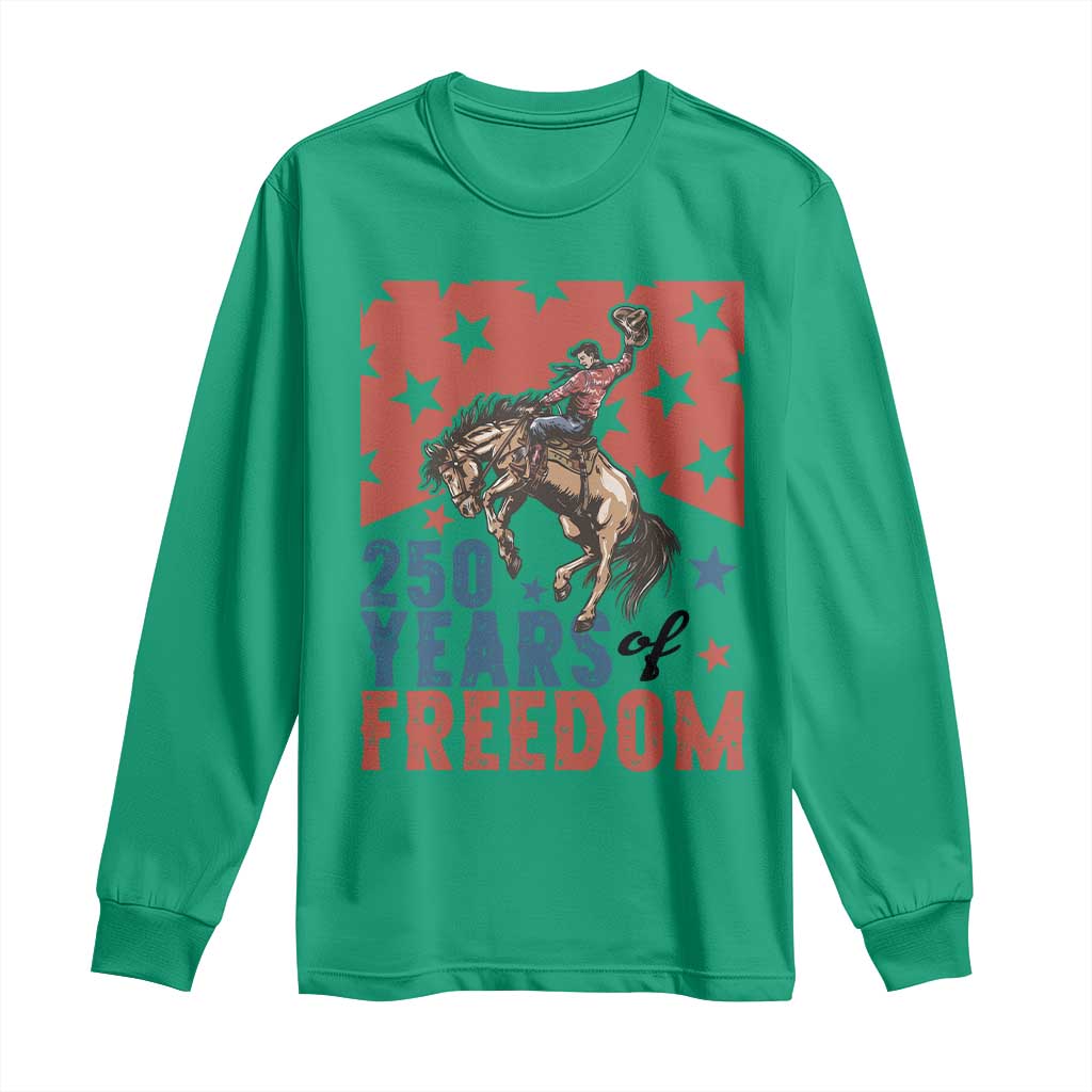 American Rodeo 250th Anniversary Long Sleeve Shirt Western Cowboy Patriotic Fourth of July TS14 Irish Green Print Your Wear