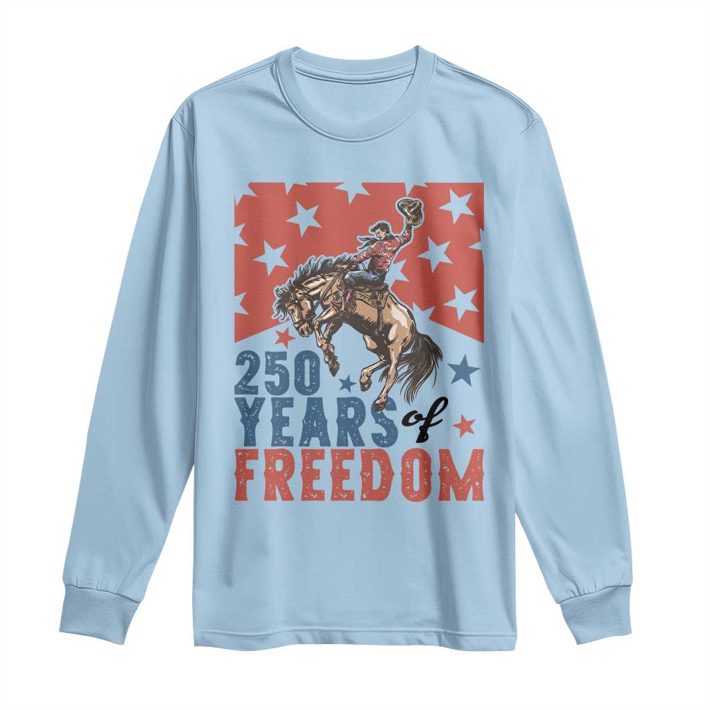 American Rodeo 250th Anniversary Long Sleeve Shirt Western Cowboy Patriotic Fourth of July TS14 Light Blue Print Your Wear