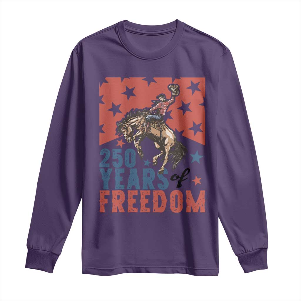American Rodeo 250th Anniversary Long Sleeve Shirt Western Cowboy Patriotic Fourth of July TS14 Purple Print Your Wear