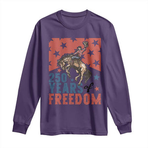 American Rodeo 250th Anniversary Long Sleeve Shirt Western Cowboy Patriotic Fourth of July TS14 Purple Print Your Wear