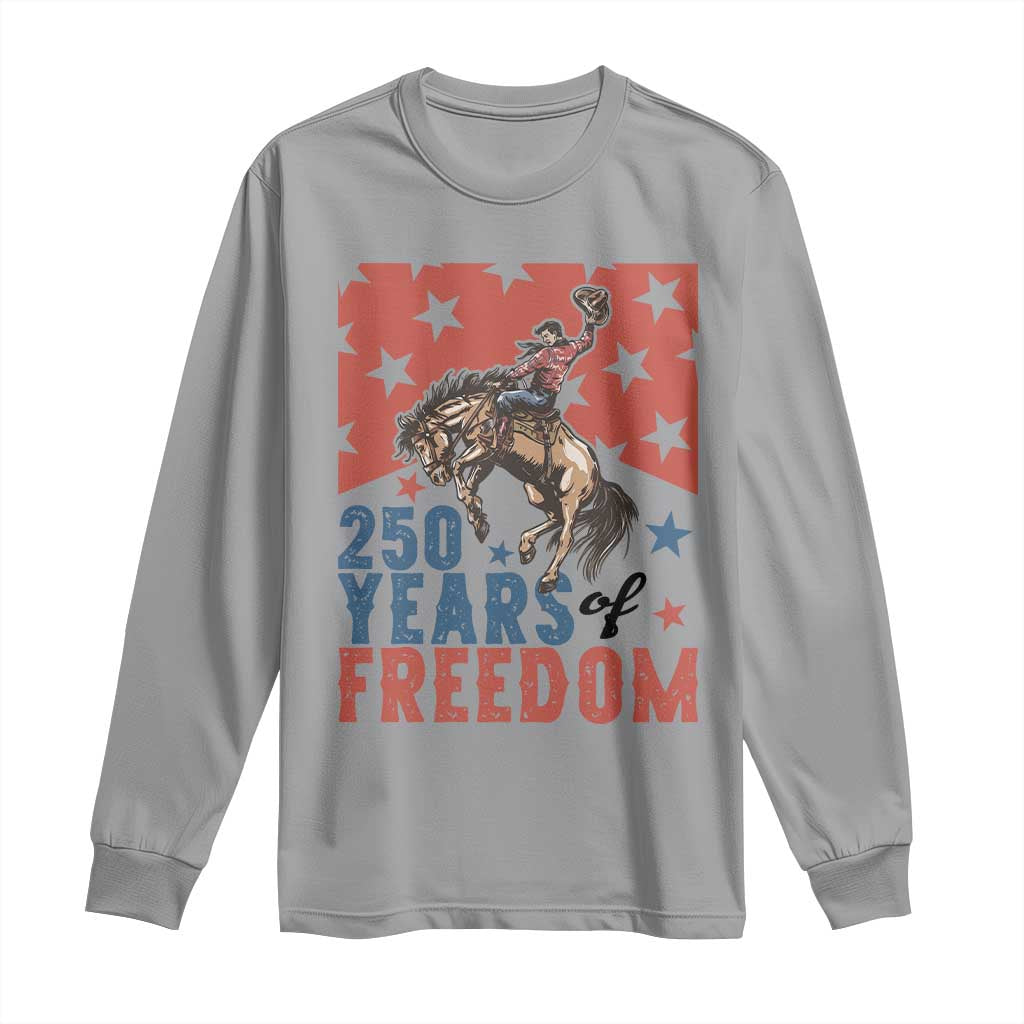 American Rodeo 250th Anniversary Long Sleeve Shirt Western Cowboy Patriotic Fourth of July TS14 Sport Gray Print Your Wear