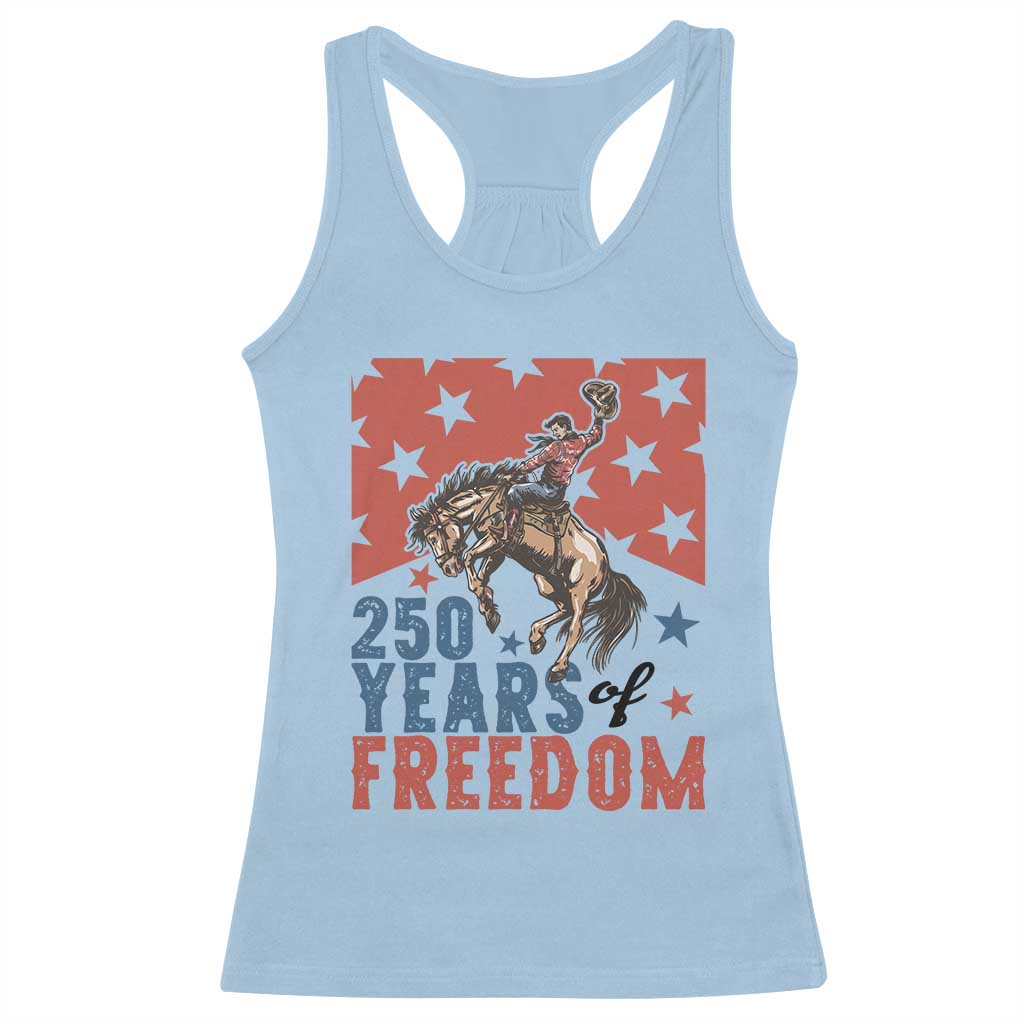 American Rodeo 250th Anniversary Racerback Tank Top Western Cowboy Patriotic Fourth of July TS14 Light Blue Print Your Wear