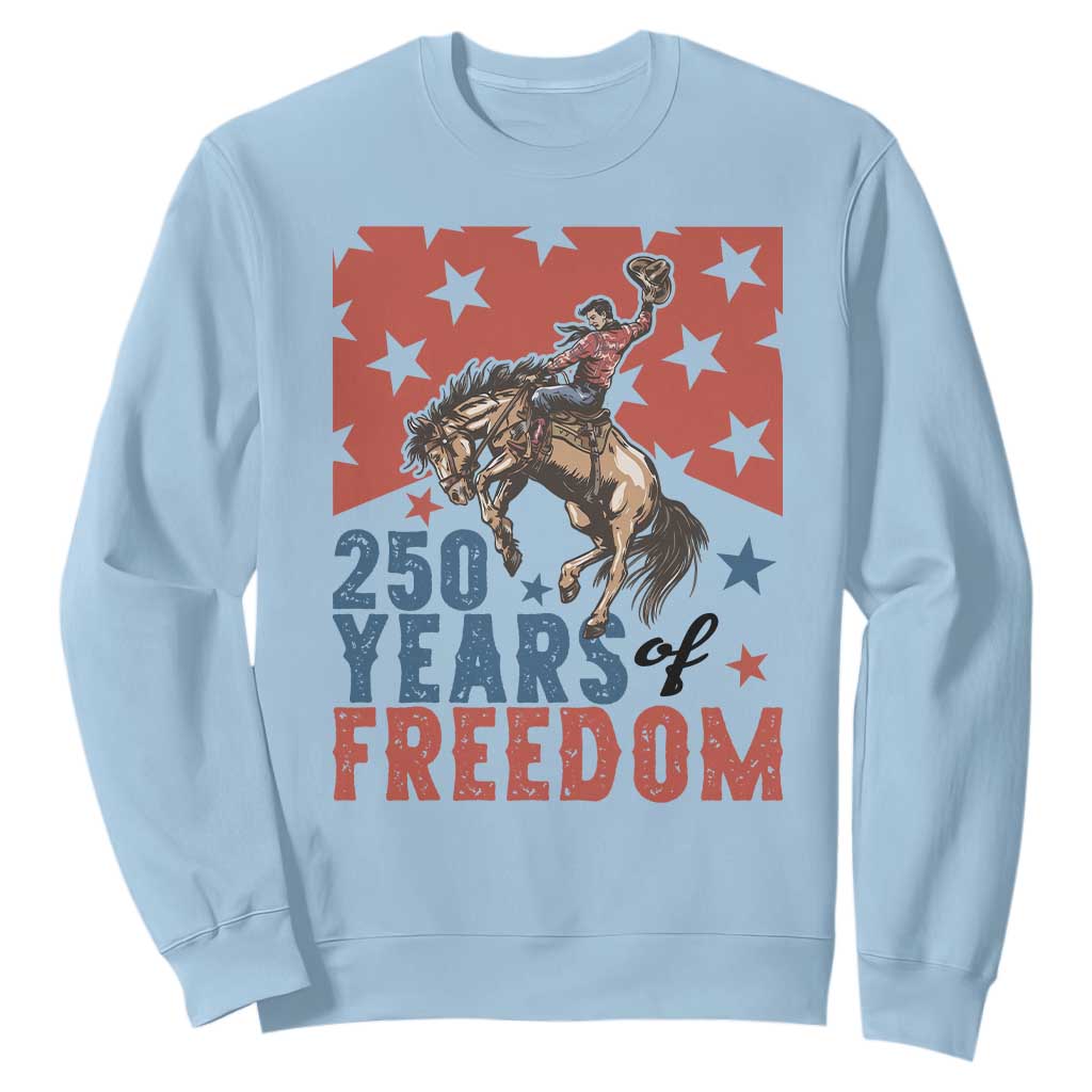 American Rodeo 250th Anniversary Sweatshirt Western Cowboy Patriotic Fourth of July TS14 Light Blue Print Your Wear
