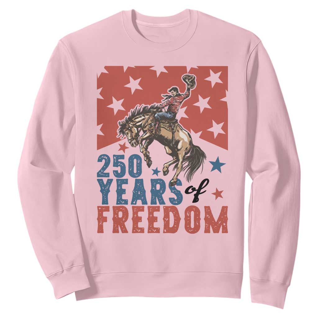 American Rodeo 250th Anniversary Sweatshirt Western Cowboy Patriotic Fourth of July TS14 Light Pink Print Your Wear