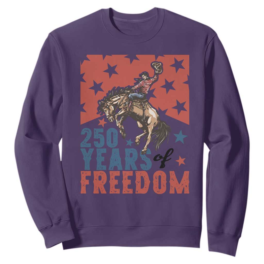 American Rodeo 250th Anniversary Sweatshirt Western Cowboy Patriotic Fourth of July TS14 Purple Print Your Wear