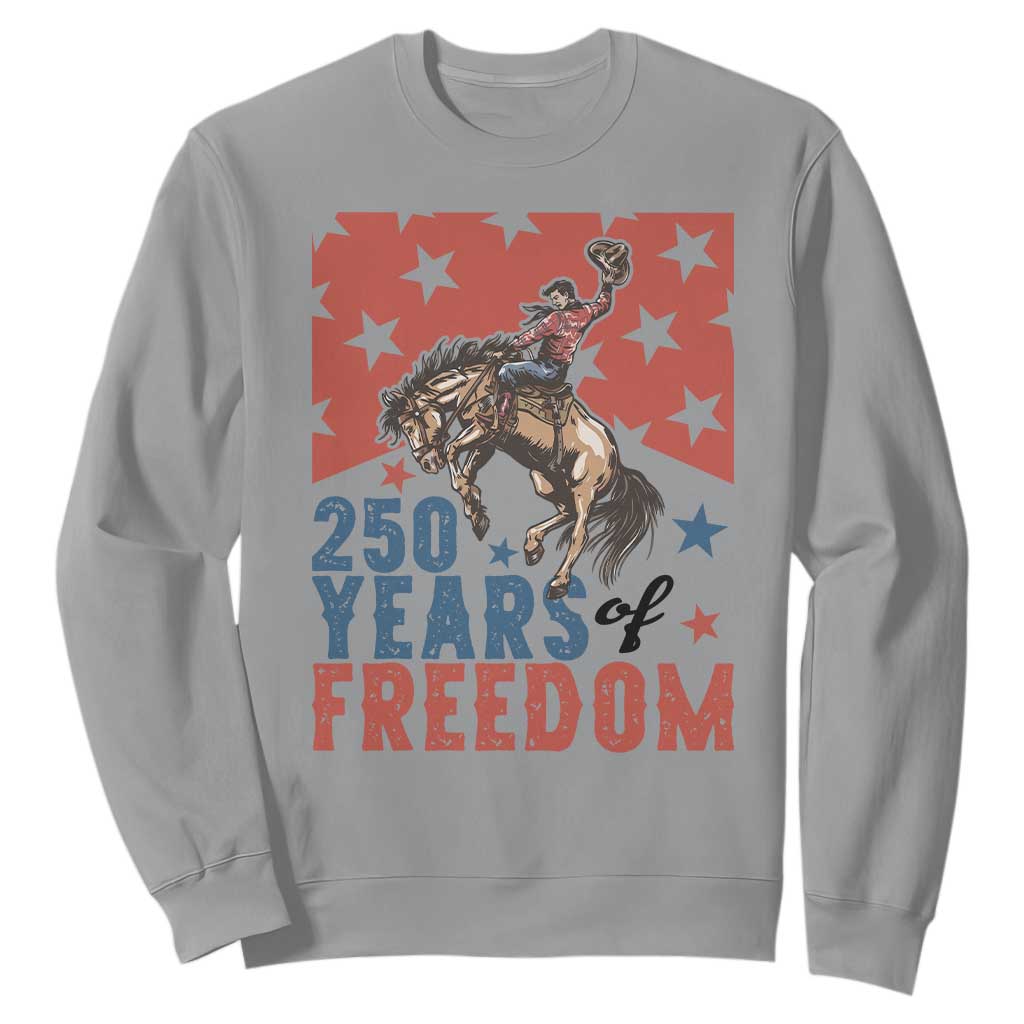 American Rodeo 250th Anniversary Sweatshirt Western Cowboy Patriotic Fourth of July TS14 Sport Gray Print Your Wear