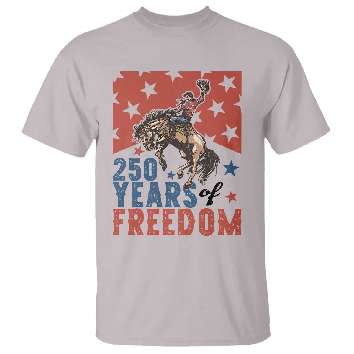 American Rodeo 250th Anniversary T Shirt Western Cowboy Patriotic Fourth of July TS14 Ice Gray Print Your Wear