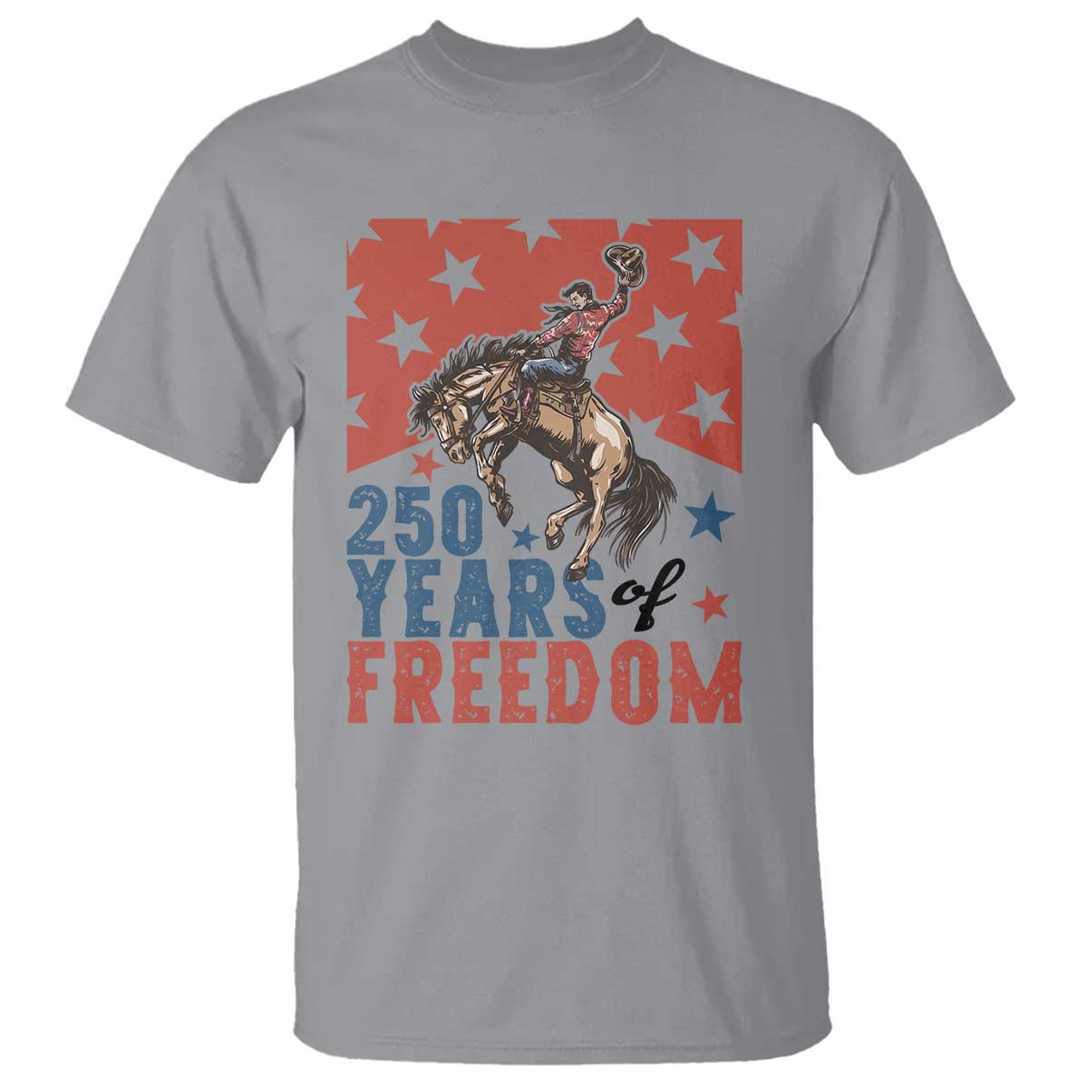American Rodeo 250th Anniversary T Shirt Western Cowboy Patriotic Fourth of July TS14 Sport Gray Print Your Wear