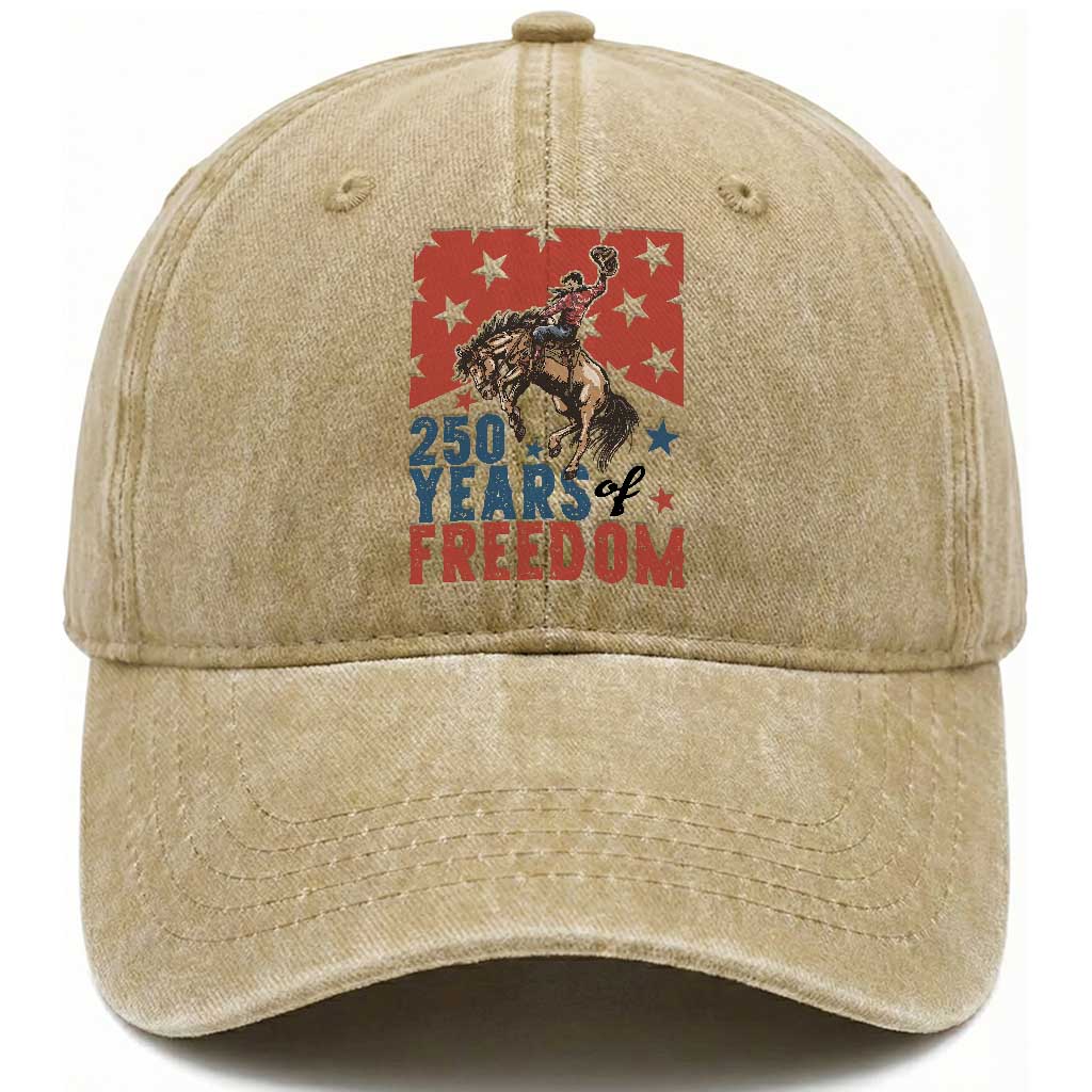 American Rodeo 250th Anniversary Washed Cotton Baseball Cap Western Cowboy Patriotic Fourth of July TS14 Print Your Wear