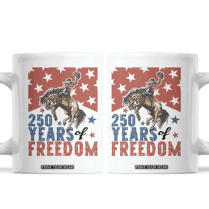 American Rodeo 250th Anniversary Coffee Mug Western Cowboy Patriotic Fourth of July TS14 White Print Your Wear