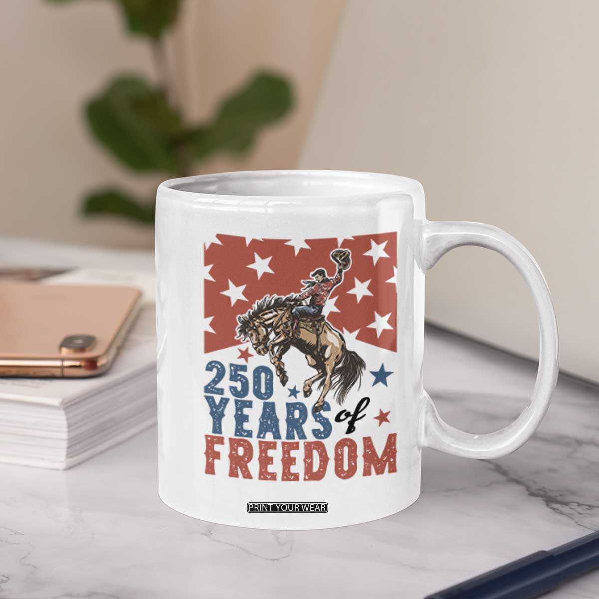 American Rodeo 250th Anniversary Coffee Mug Western Cowboy Patriotic Fourth of July TS14 Print Your Wear