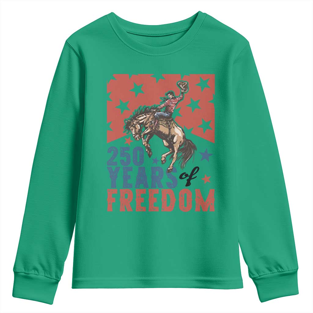 American Rodeo 250th Anniversary Youth Sweatshirt Western Cowboy Patriotic Fourth of July TS14 Irish Green Print Your Wear