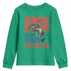 American Rodeo 250th Anniversary Youth Sweatshirt Western Cowboy Patriotic Fourth of July TS14 Irish Green Print Your Wear