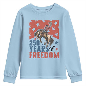 American Rodeo 250th Anniversary Youth Sweatshirt Western Cowboy Patriotic Fourth of July TS14 Light Blue Print Your Wear