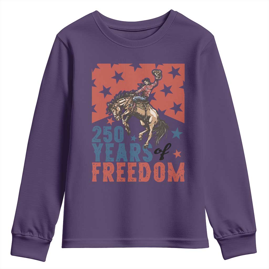 American Rodeo 250th Anniversary Youth Sweatshirt Western Cowboy Patriotic Fourth of July TS14 Purple Print Your Wear