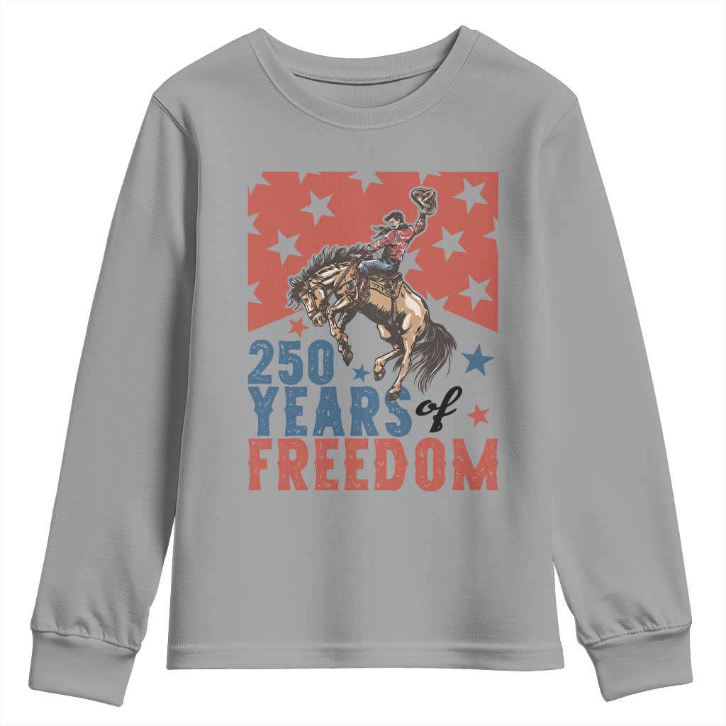 American Rodeo 250th Anniversary Youth Sweatshirt Western Cowboy Patriotic Fourth of July TS14 Sport Gray Print Your Wear