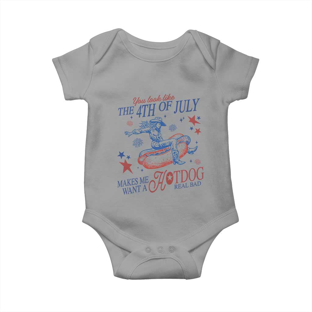 Western Cowgirl You Look Like the 4th of July Baby Onesie Makes Me Want A Hot Dog Real Bad TS14 Sport Gray Print Your Wear