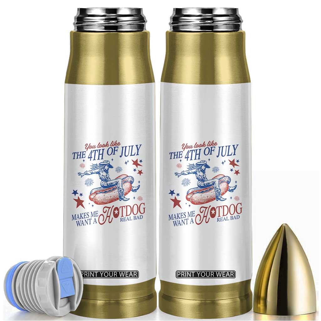 Western Cowgirl You Look Like the 4th of July Bullet Tumbler Makes Me Want A Hot Dog Real Bad TS14 White Print Your Wear