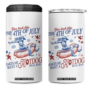 Western Cowgirl You Look Like the 4th of July 4 in 1 Can Cooler Tumbler Makes Me Want A Hot Dog Real Bad TS14 One Size: 16 oz White Print Your Wear