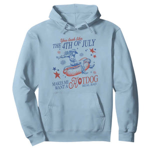 Western Cowgirl You Look Like the 4th of July Hoodie Makes Me Want A Hot Dog Real Bad TS14 Light Blue Print Your Wear