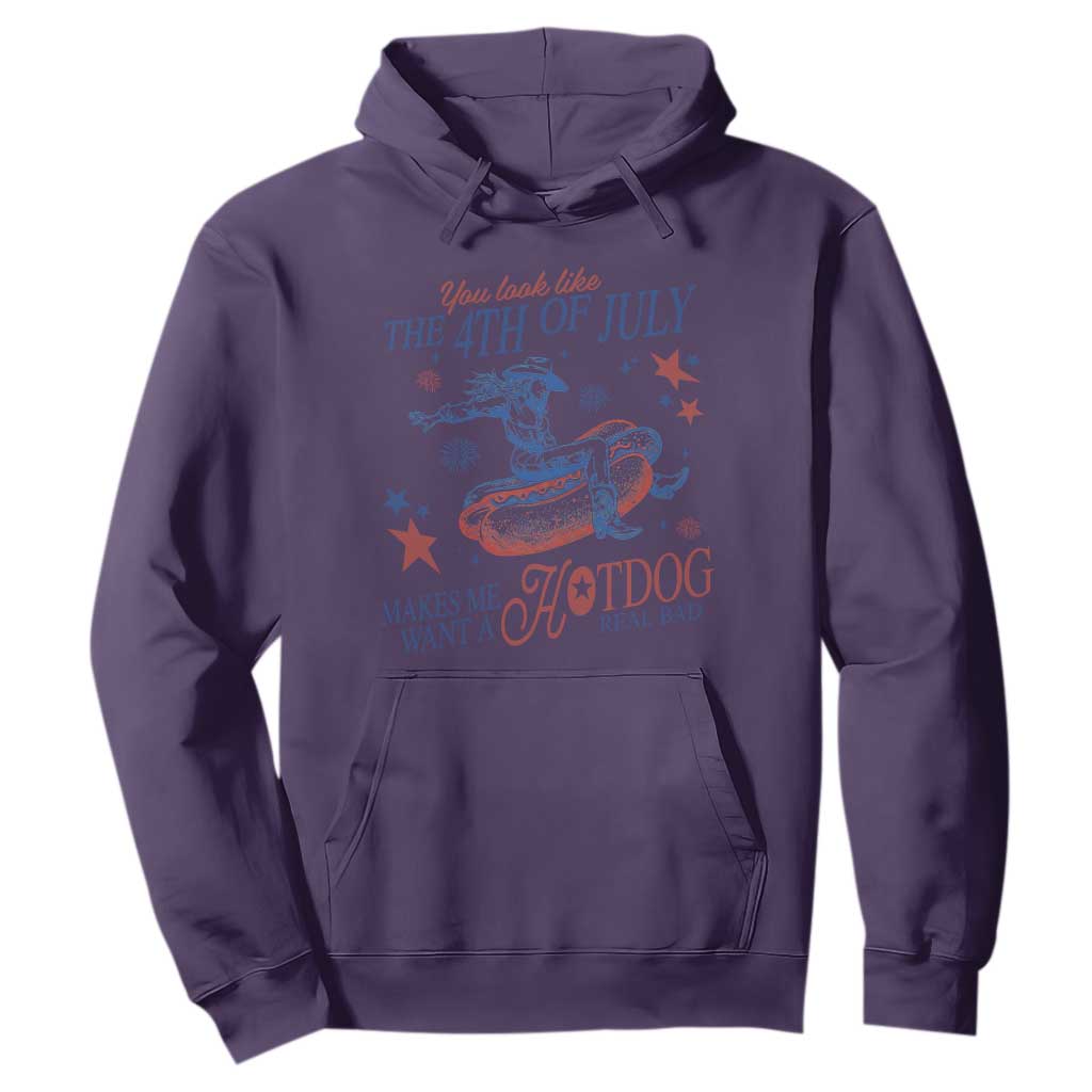 Western Cowgirl You Look Like the 4th of July Hoodie Makes Me Want A Hot Dog Real Bad TS14 Purple Print Your Wear