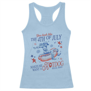 Western Cowgirl You Look Like the 4th of July Racerback Tank Top Makes Me Want A Hot Dog Real Bad TS14 Light Blue Print Your Wear