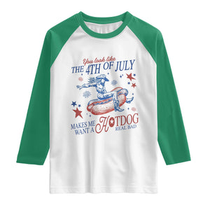 Western Cowgirl You Look Like the 4th of July Raglan Shirt Makes Me Want A Hot Dog Real Bad TS14 White Kelly Green Print Your Wear