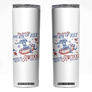 Western Cowgirl You Look Like the 4th of July Skinny Tumbler Makes Me Want A Hot Dog Real Bad TS14 White Print Your Wear