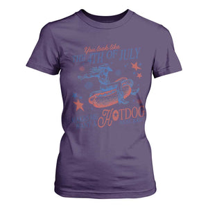 Western Cowgirl You Look Like the 4th of July T Shirt For Women Makes Me Want A Hot Dog Real Bad TS14 Purple Print Your Wear