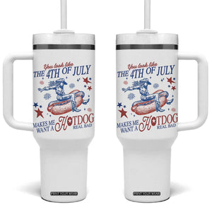 Western Cowgirl You Look Like the 4th of July Tumbler With Handle Makes Me Want A Hot Dog Real Bad TS14 One Size: 40 oz White Print Your Wear