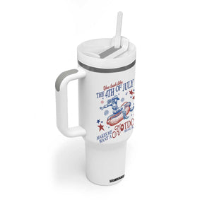 Western Cowgirl You Look Like the 4th of July Tumbler With Handle Makes Me Want A Hot Dog Real Bad TS14 Print Your Wear