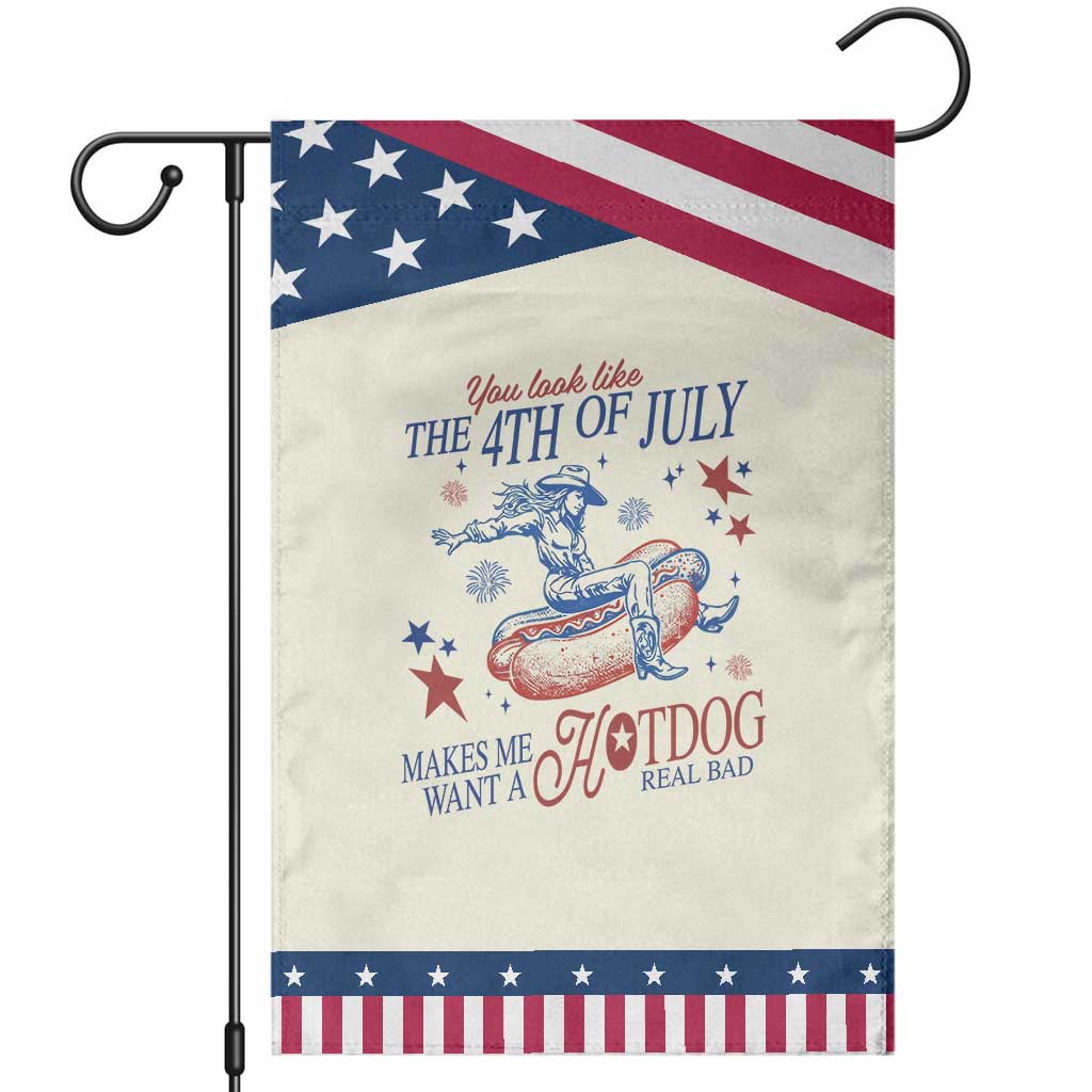 Western Cowgirl You Look Like the 4th of July Patriotic Garden Flag Makes Me Want A Hot Dog Real Bad TS14 Modern Beige Blue Print Your Wear