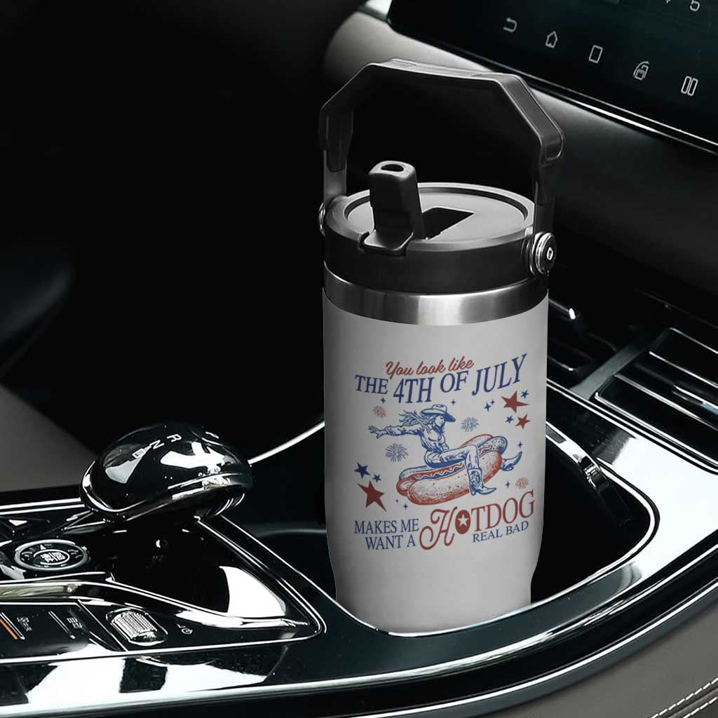 Western Cowgirl You Look Like the 4th of July Flip Straw Tumbler Makes Me Want A Hot Dog Real Bad TS14 Print Your Wear