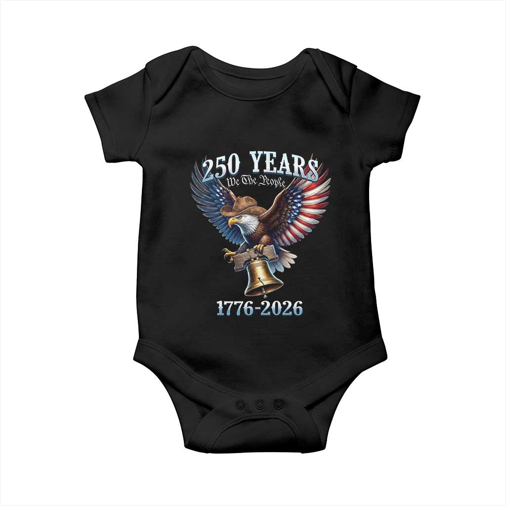 American Rodeo 250th Anniversary Baby Onesie Western Cowboy Eagle Patriotic 4th of July TS14 Black Print Your Wear